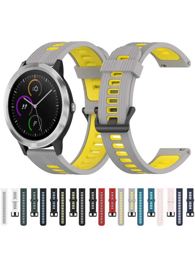 Replacement Band For Garmin Vivoactive3 20mm Vertical Pattern Two-Color Silicone Watch Band - Image 3